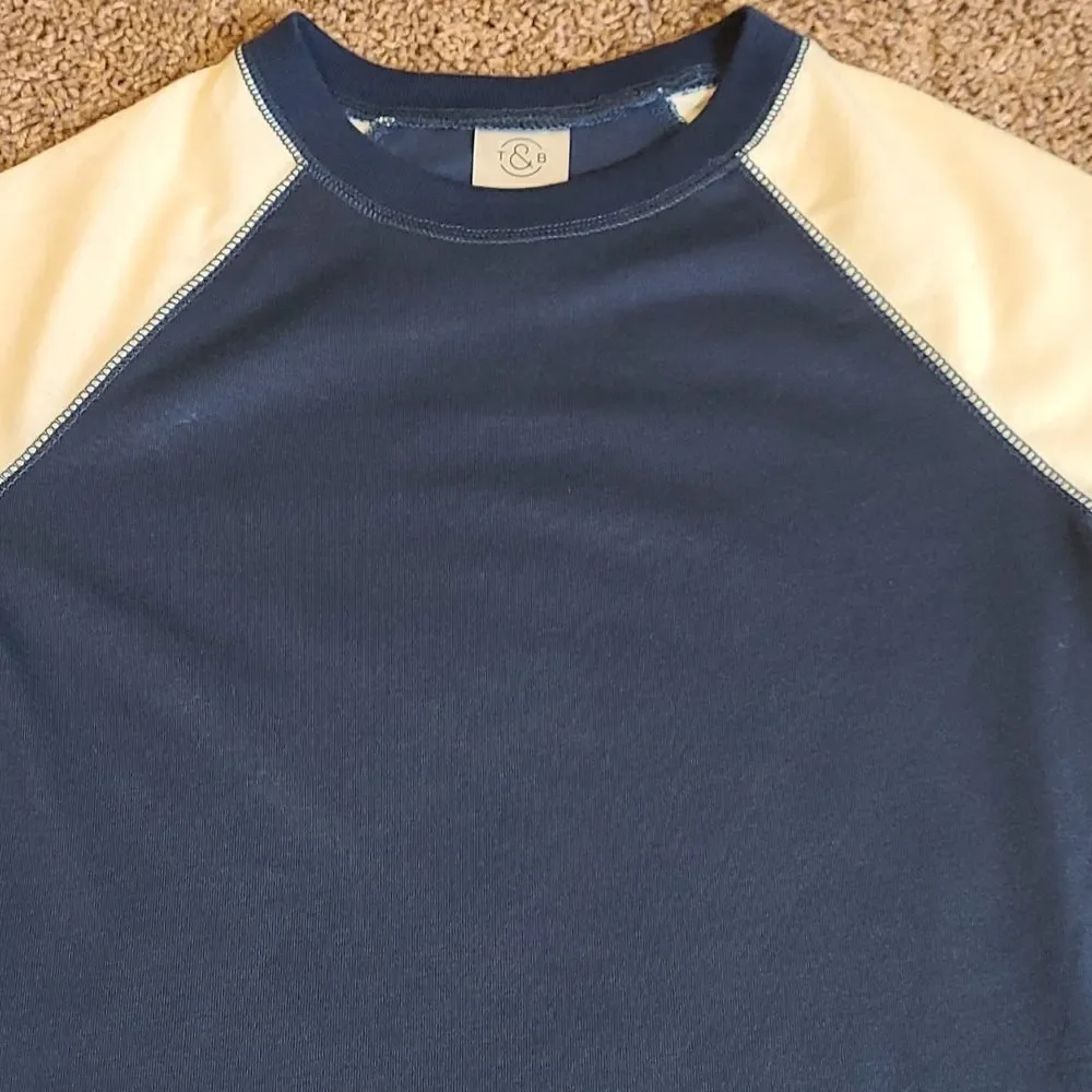 NEW Treasure & Bond Navy Denim Ivory sleepwear short sleeve shirt